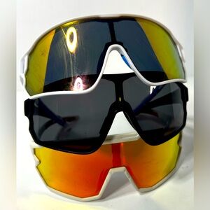 Rider Style Sunglasses Lot/Bundle (3 Pair) 2 White/1 Black. Various Brands.
